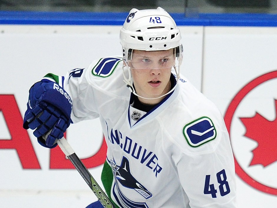 Olli Juolevi skating for the Canucks