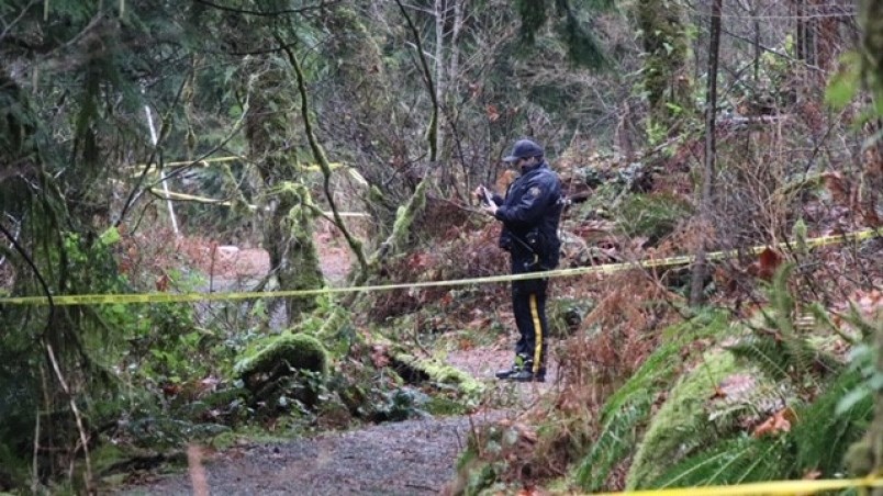 an-rcmp-officer-on-scene-of-a-suspicious-fire-and-death-in-coquitlam-s-minnekhada-regional-park