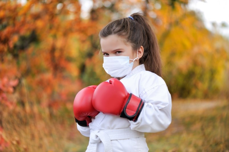 covid-karate-activities-kids-stock-photo