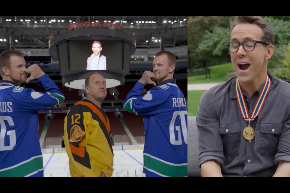 The Sedin twins wearing matching Reynolds jerseys were spotted alongside Canucks legend Stan Smyl in the music video.