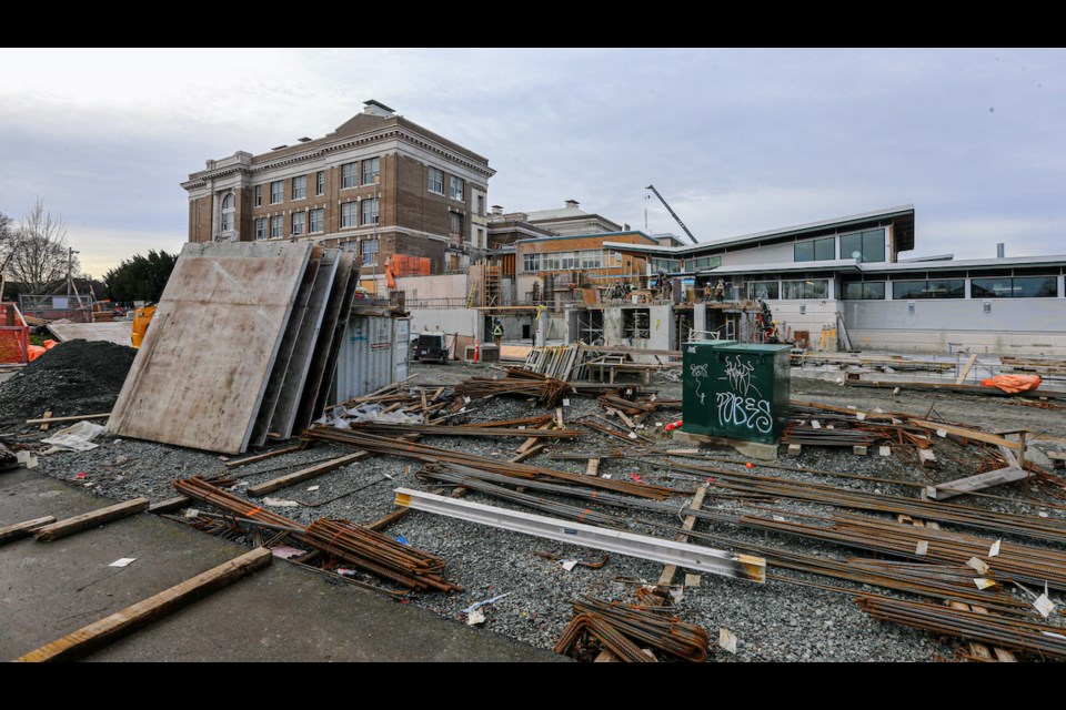 Work continues on the seismic renovations to Vic High School in Victoria on Feb.1, 2022. ADRIAN LAM, TIMES COLONIST