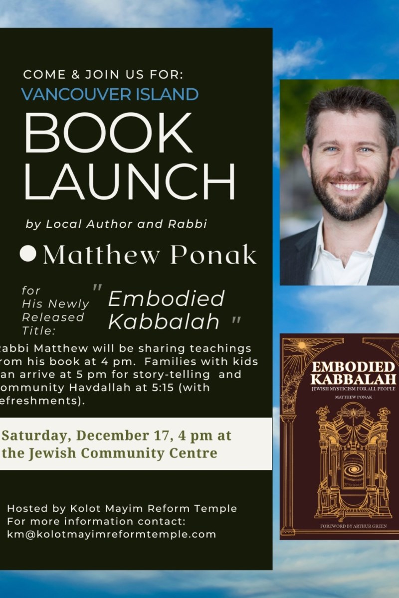 Book Launch of Embodied Kabbalah for Vancouver Island by local author ...