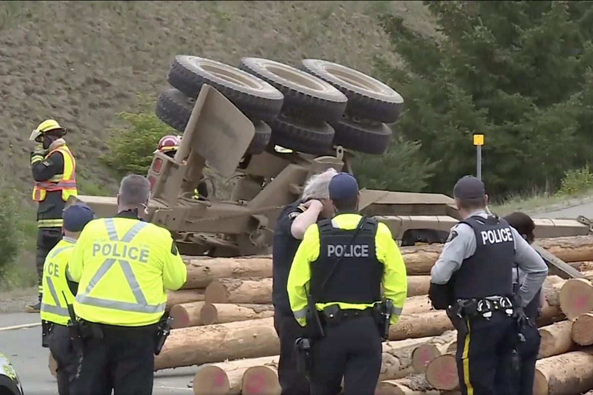 Lake Cowichan man dies after logging truck loses its load in Comox Valley