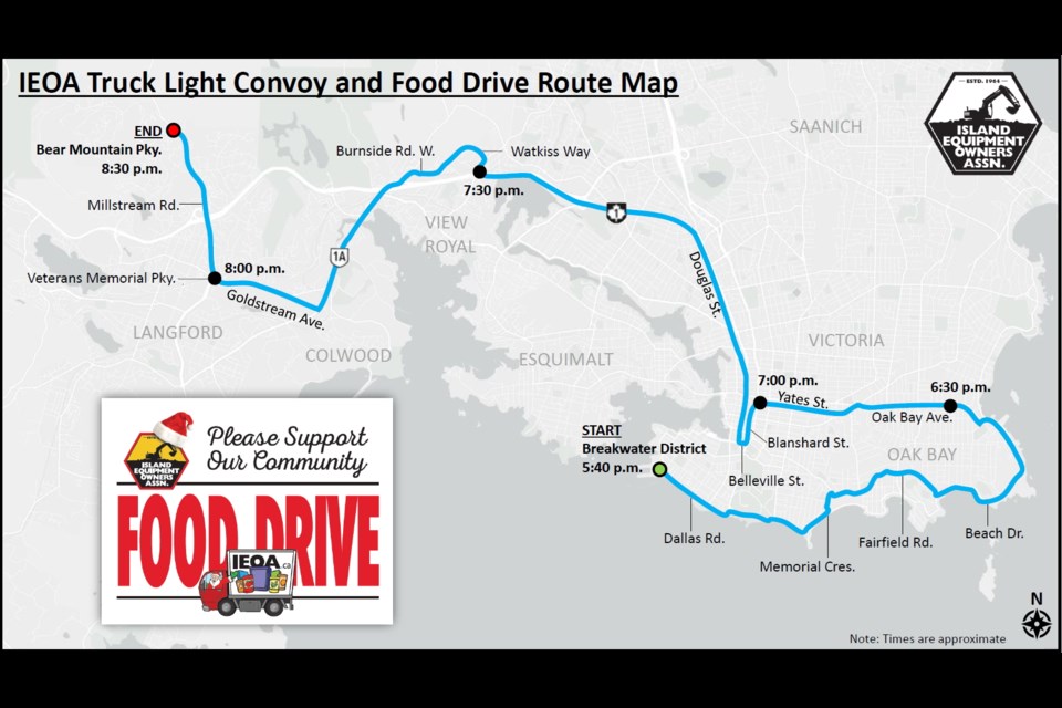 Truck Light Convoy route map, Dec. 3, 2022