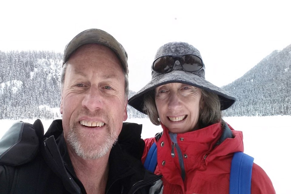 Cliff and Wendy snowshoeing at Battleship Lake, Mount Washington, 2016.