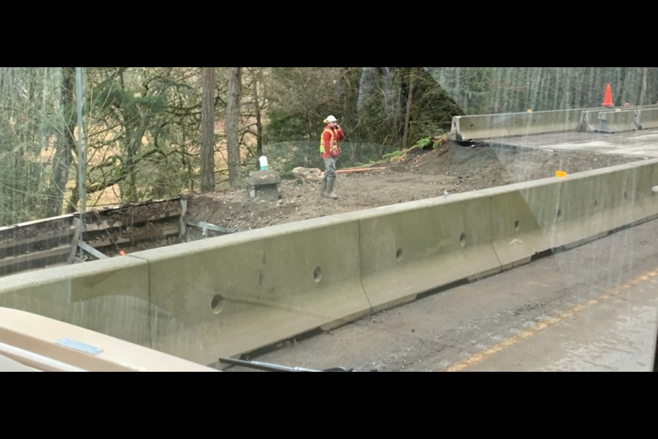 The Malahat construction site on Tuesday afternoon. Part of the Malahat is being rebuilt after a rain storm caused extensive damage. The Malahat will be closed from 6 p.m. to 6 a.m. for the next few days.   MARGARET LONG, TIMES COLONIST