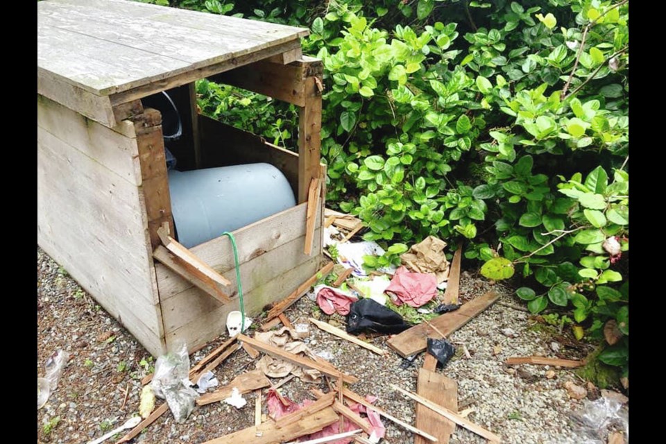 Wooden garbage boxes are no match for bears, says WildSafeBC. WILDSAFE B.C. 