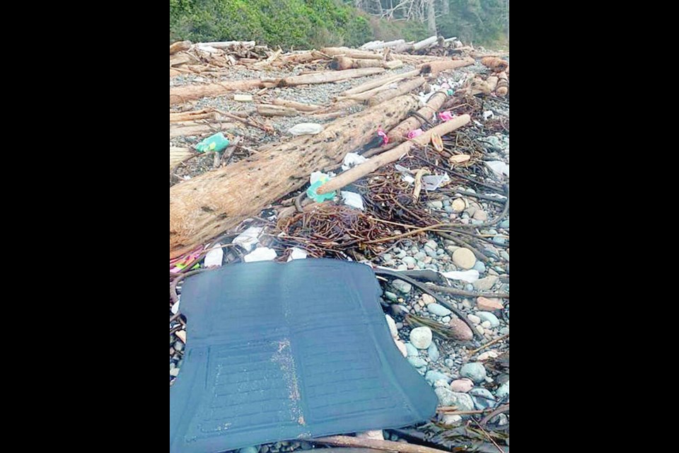 Debris, believed to be from the Zim Kingston container spill, on Palmerston Beach, northern Vancouver Island. Credit: Jerika McArter