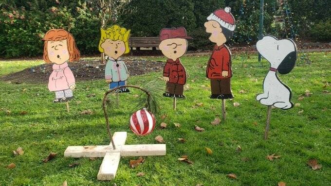 Charlie Brown Christmas figures were stolen from a park display at Foul Bay Road and Oak Bay Avenue, say Oak Bay Police. VIA OAK BAY POLICE 