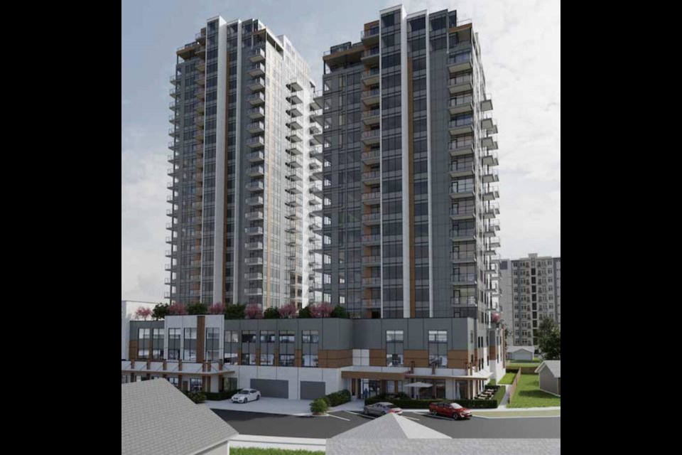 Rendering of Langford Gateway at 808-820 Arncote Ave., 2630-2646 Peatt Road and 2633-2647 Sunderland Road. Via City of Langford 