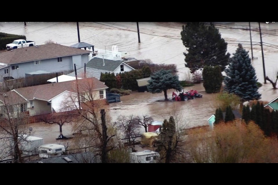 Flood waters covered much of Merritt on Monday.  Castanet.    Nov. 15, 2021