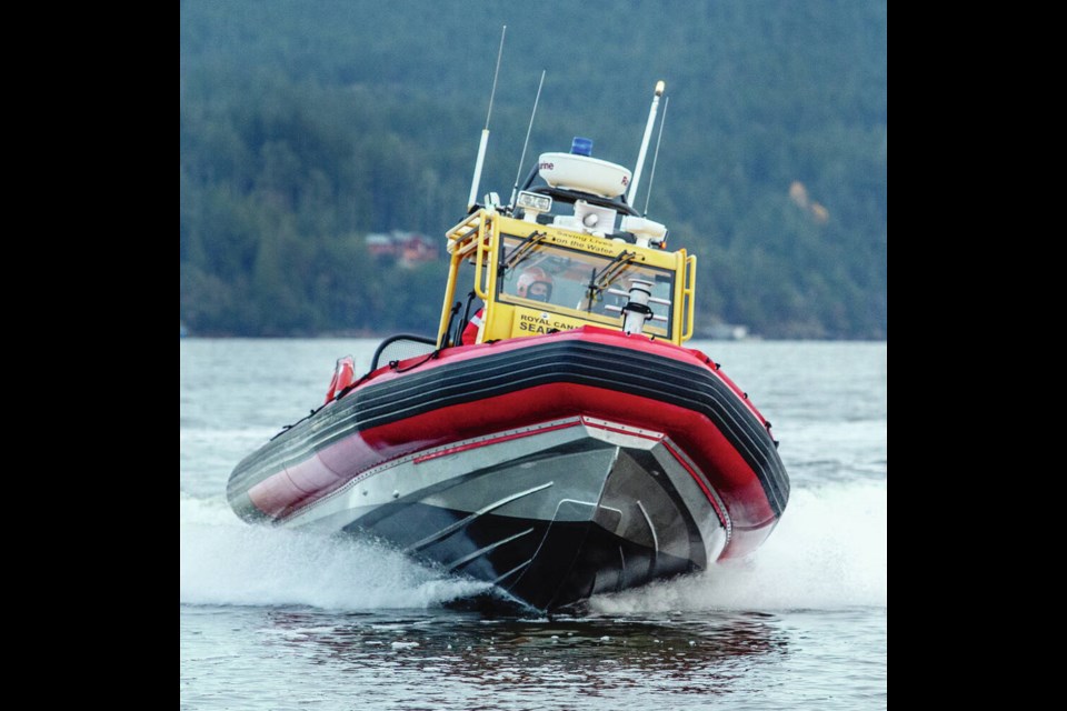 An RCMSAR vessel conducts drills in Sooke Inlet. Crew members have Connect Rocket, a communications tool, on their cellphones. When a call comes in, Connect Rocket pages all of the members of the nearest station. DARREN STONE, TIMES COLONIST 