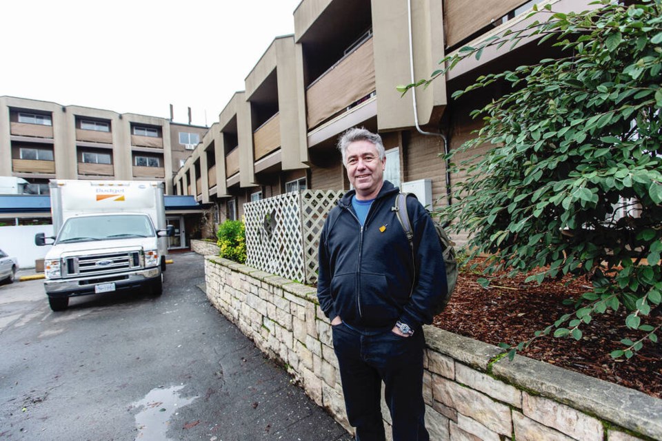 Don McTavish, Victoria Cool Aid Society director for housing and shelters, at the former Travelodge on Gorge Road on Wednesday. DARREN STONE, TIMES COLONIST   Dec. 15, 2021 