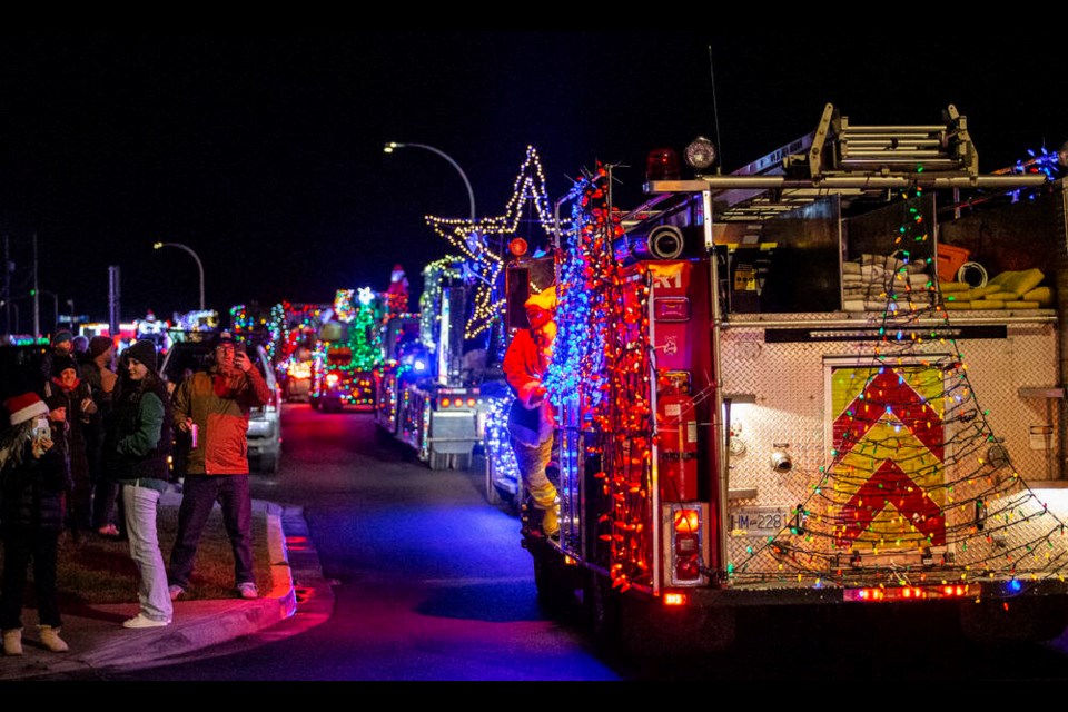 The IEOA Truck Light Convoy and Food Drive starts out from Ogden Point in Victoria on Saturday, Dec. 4, 2021. DARREN STONE, TIMES COLONIST