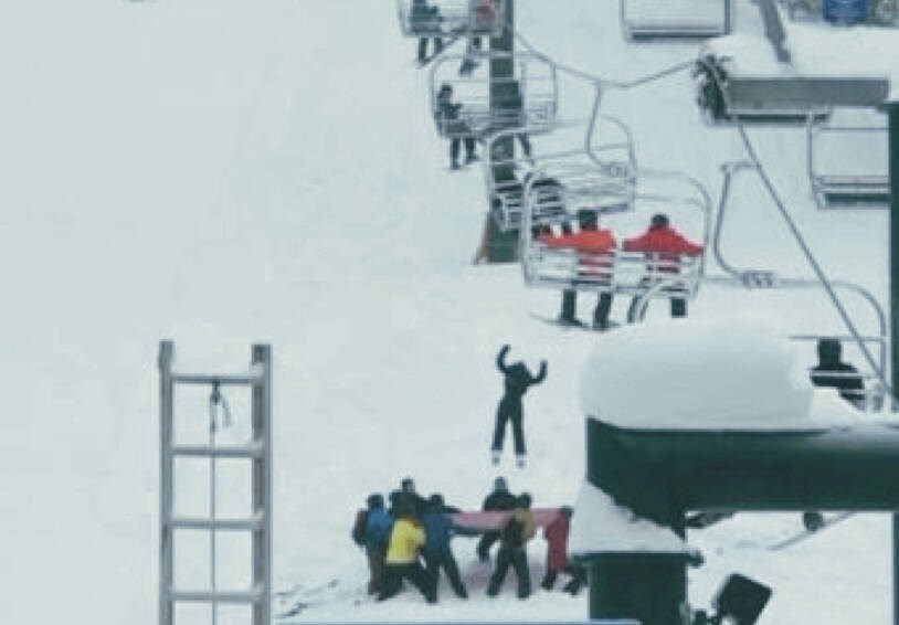 Staff at Mount Washington catch a child with a net on Thursday after the youth began slipping off a chairlift. via CHEK NEWS.   Jan. 6, 2022
