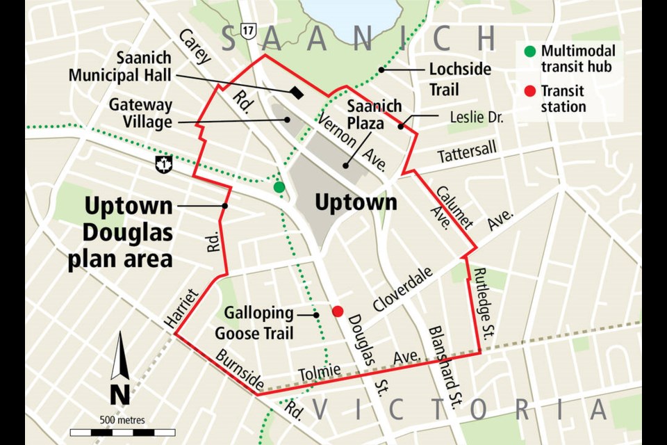 Map: Uptown-Douglas Plan. TIMES COLONIST 