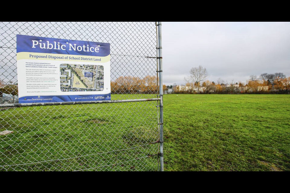 Field at Lansdowne Middle School in Saanich that's being considered as the site for a Victoria Hospice facility. ADRIAN LAM, TIMES COLONIST 