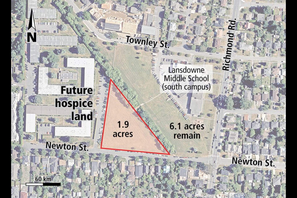Map shows land to be sold to the Victoria Hospice Society by the Greater Victoria School District. 
