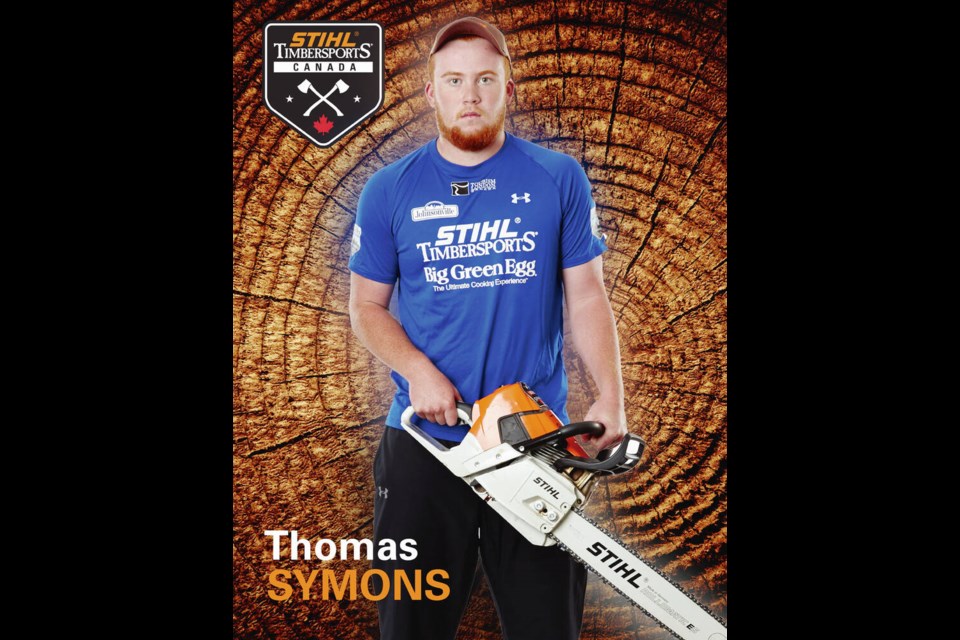 Thomas Symons, 23, of Port McNeill is going to Vienna in May as ­Canadas rookie ­representative in Stihls international timber sports competition.  Stihl 