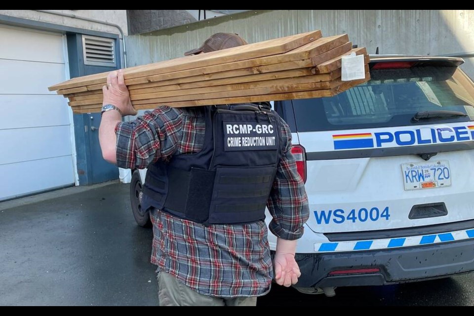 West Shore RCMP arrested a 39-year-old suspect after a two month-investigation into lumber theft. WEST SHORE RCMP