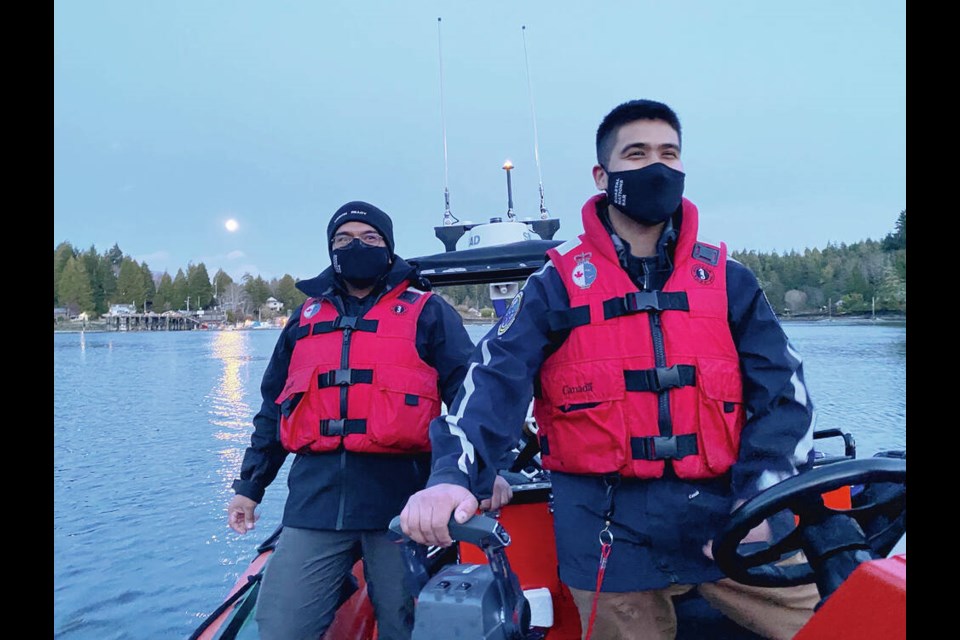 The Coastal Nations Coast Guard Auxiliary trains in Bamfield on Vancouver Island in 2021. STEVE SXWITHUL'TXW 