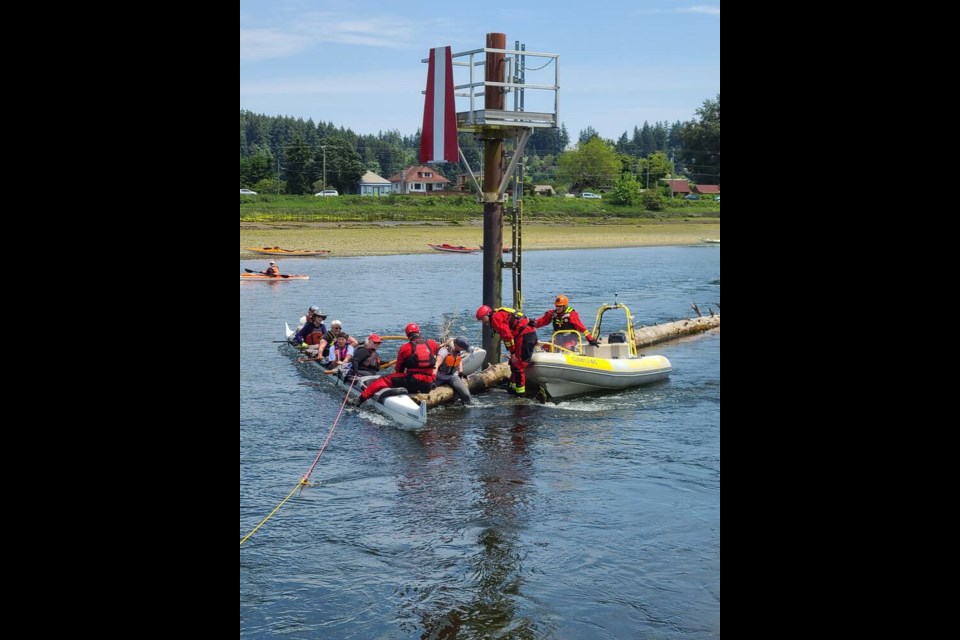 Eight people were rescued off the Courtenay River on Tuesday, June 14, 2022. COMOX SEARCH AND RESCUE
