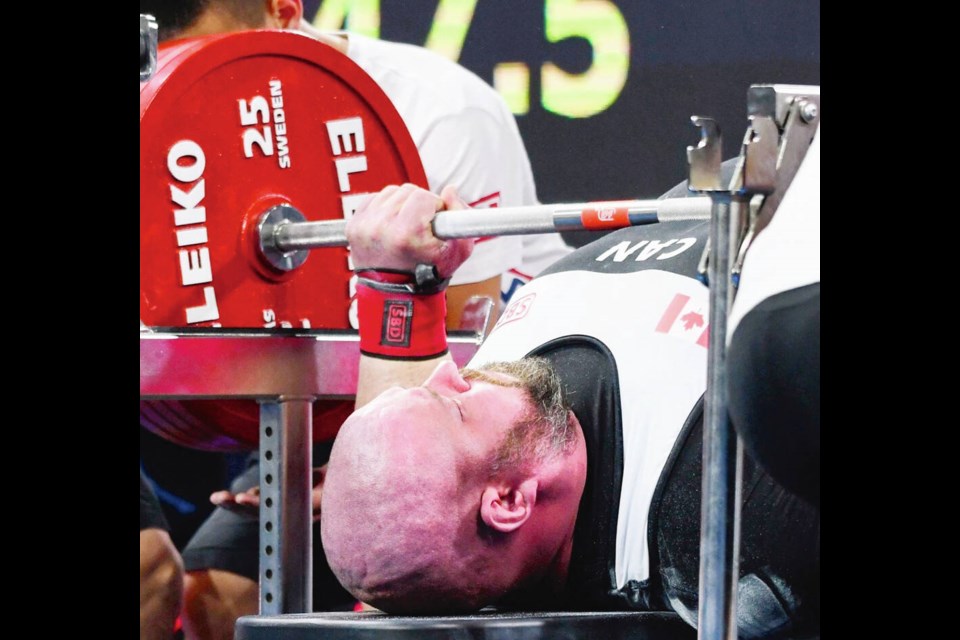 Gregory Young competing in the World Bench Press Championships. COURTESY GREGORY YOUNG 