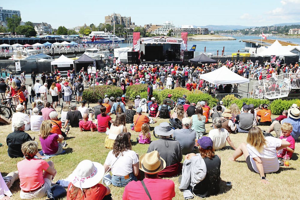 Thousands of people gathered at Ship Point on Friday for Canada Day festivities. ADRIAN LAM, TIMES COLONIST 