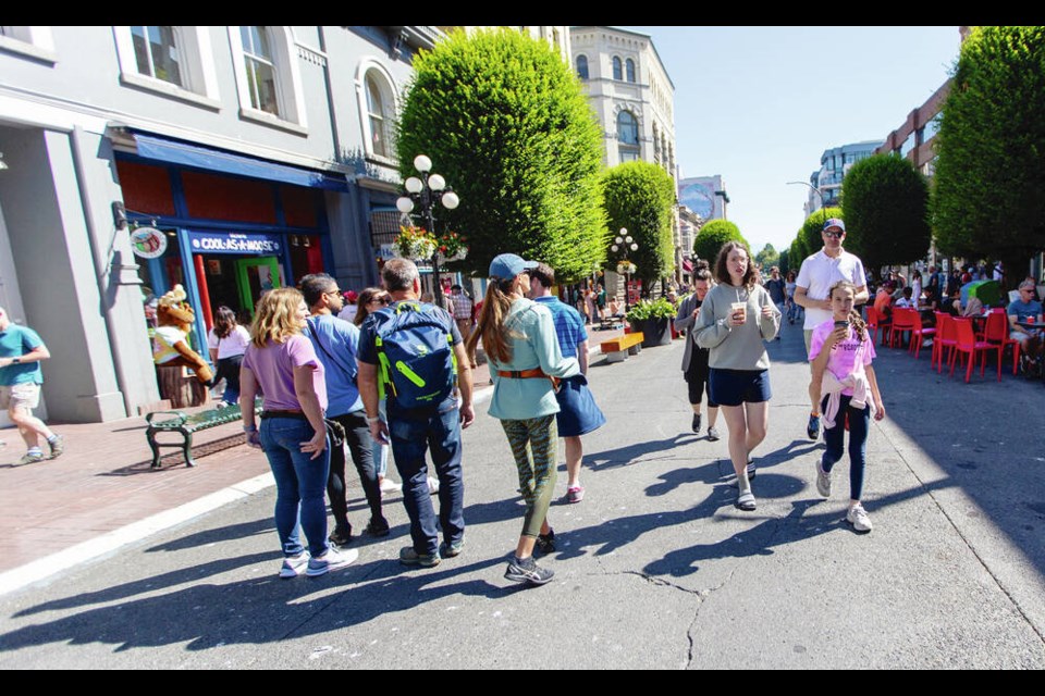 Car-free periods are expected to continue on Government Street from Humboldt to View, with vehicles not allowed on that stretch from noon until 10 p.m. DARREN STONE, TIMES COLONIST 