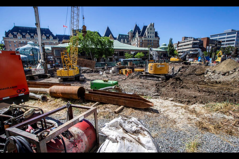 Construction on what will be the Telus Ocean building is underway on Douglas Street in downtown Victoria. DARREN STONE, TIMES COLONIST 