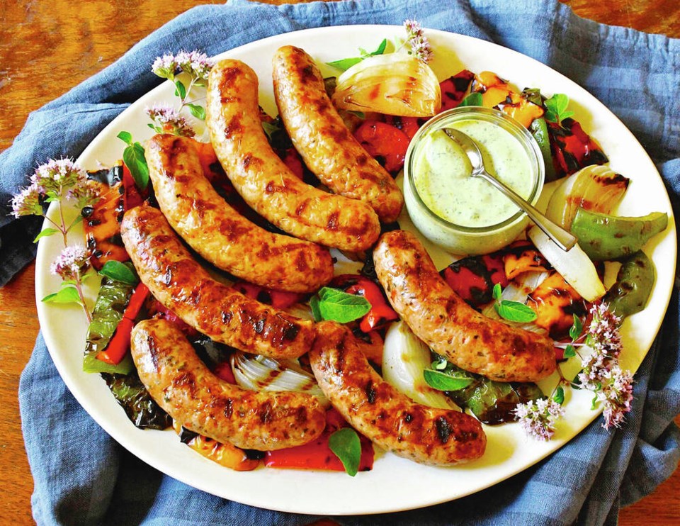 web1_grilled-sausages-peppers-and-onions-with-salsa-verde-mayo