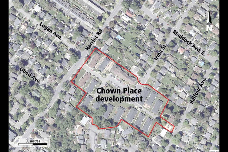 Map: The Chown Place development site in Victoria. TIMES COLONIST 