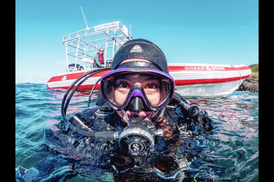 Tiare Boye, a certified technical diver and underwater photographer from Saanich, said the depth was not the challenging part of the dive, it was the lack of visibility in water she described as a red sepia colour. RUSSEL CLARK 