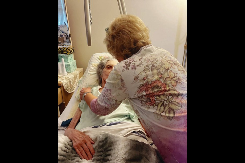 Marianne Lush, 86, with her sister-in-law, Janie Mehlhorn. Lush is terminally ill and requires home support for her daily needs. 
VIA JENNIFER LUSH 