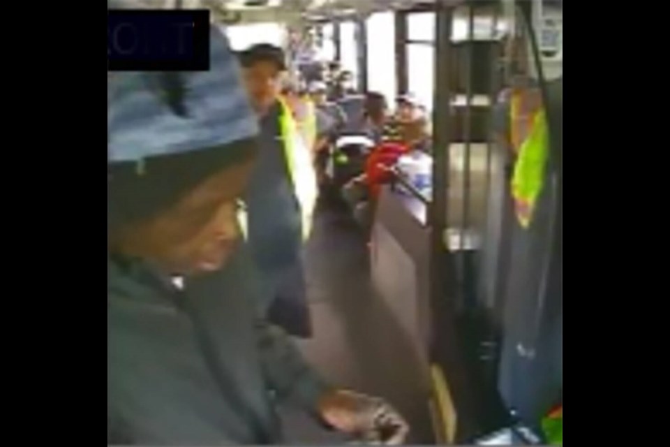 Victoria police released this image of a suspect wanted in connection with an incident where a man pulled a knife on a bus driver. Via Victoria police 