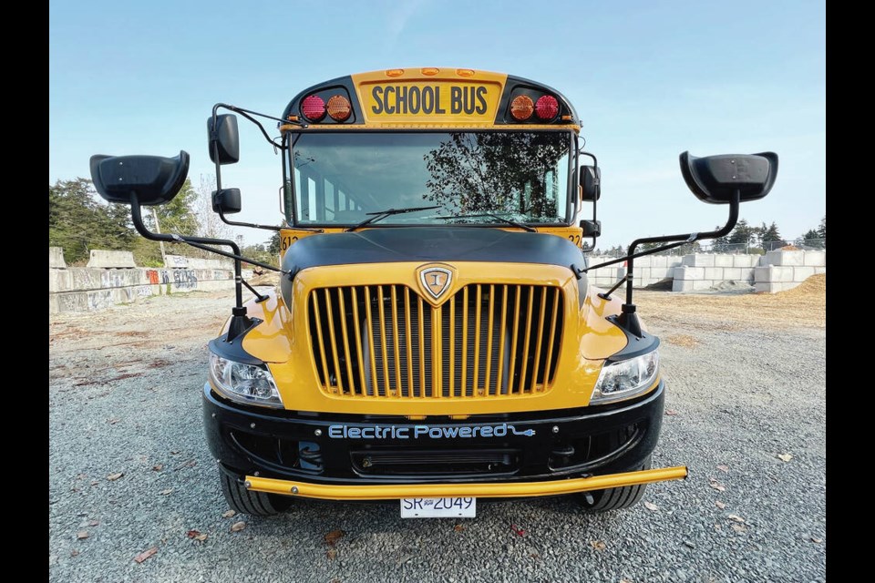 One of the new electric school buses acquired by the Greater Victoria School District. VIA SD61 