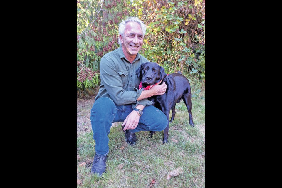 Sid Tobias, the new mayor of View Royal, with his five-year-old Labrador retriever Hunter. DARREN STONE, TIMES COLONIST 
