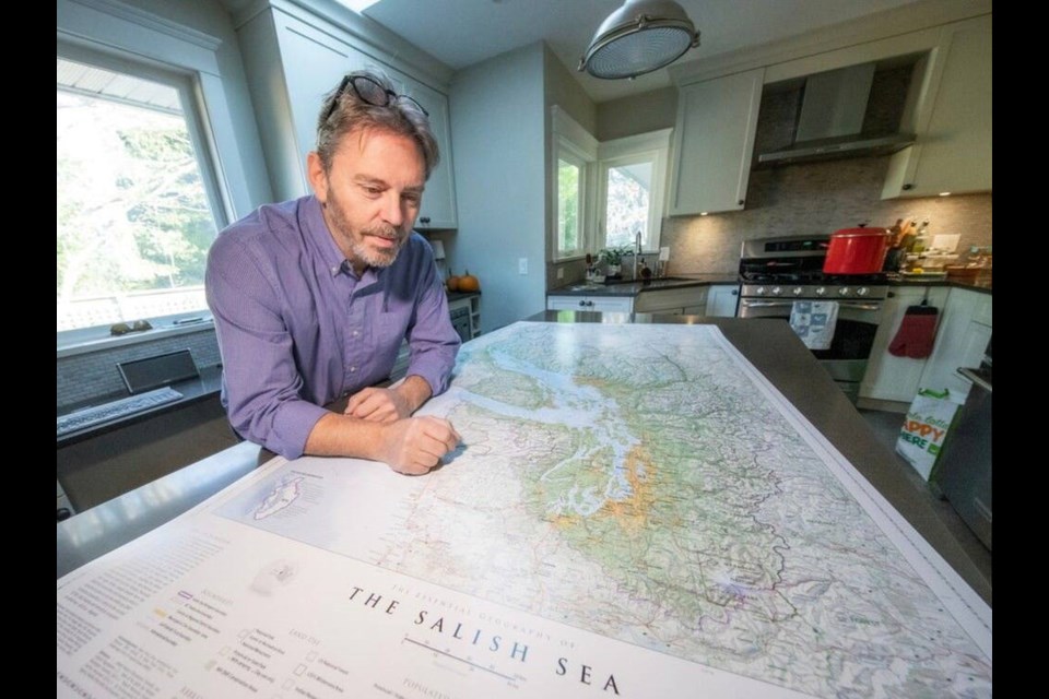 Jeff Clark has designed a new map of the Salish Sea area. Francis Georgian, Vancouver Sun 