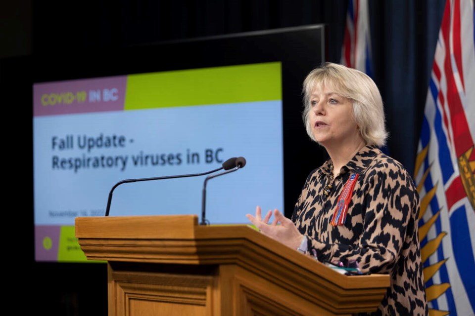 B.C. provincial health officer Dr. Bonnie Henry, at the B.C. legislature press theatre Wednesday, says the earlier mask mandate was brought in when vaccination rates were low, but “we are in a much different situation now.” DARREN STONE, TIMES COLONIST 