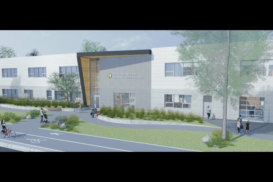 Conceptual design rendering of new Cedar Hill Middle School. Via Greater School District 