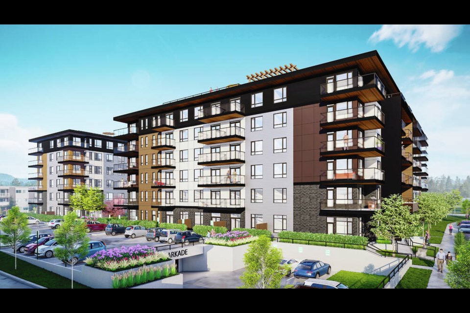 An artist's rendering of Bella Vista, a 235-unit rental project in Central Saanich. VIA STARLIGHT DEVELOPMENTS