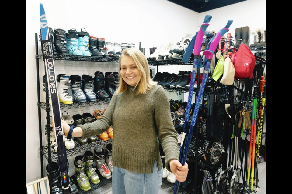 Sydney Munk at her outdoor consignment store Grove Outdoors on Johnson Street. DARREN STONE, TIMES COLONIST 