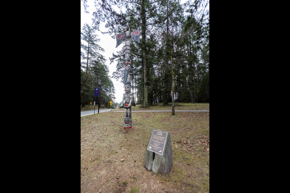 Harmony totem pole at Royal Roads University. DARREN STONE, TIMES COLONIST 