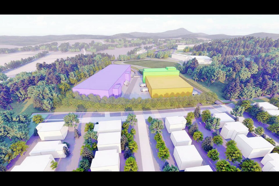 A concept drawing of the proposed film studio compound at Camosun Colleges Interurban Campus. New plans are expected to unfold as Camosun and the Visionary Group continue discussions. CAMOSUN COLLEGE 