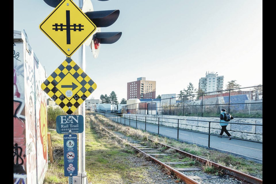 The E&N Rail Trail and the unused train tracks near the Wilson Street crossing in Victoria. DARREN STONE, TIME COLONIST 