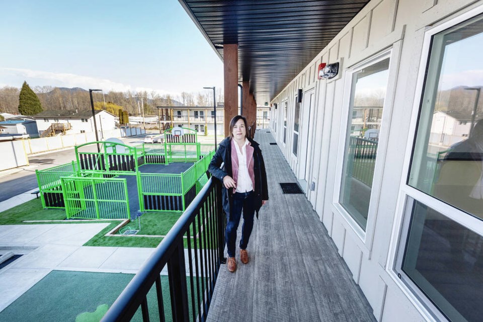 Cowichan Tribes special project manager Lauren Miller at the new 32-unit modular housing project at 2770 Boys Rd. DARREN STONE, TIMES COLONIST