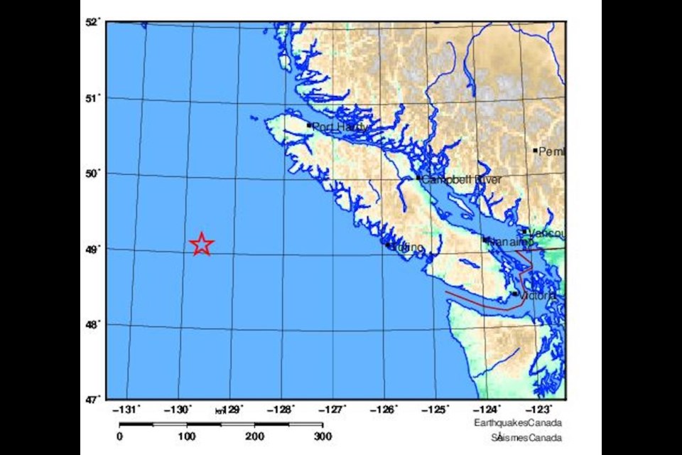 Approximate location of the earthquake. VIA EARTHQUAKES CANADA 