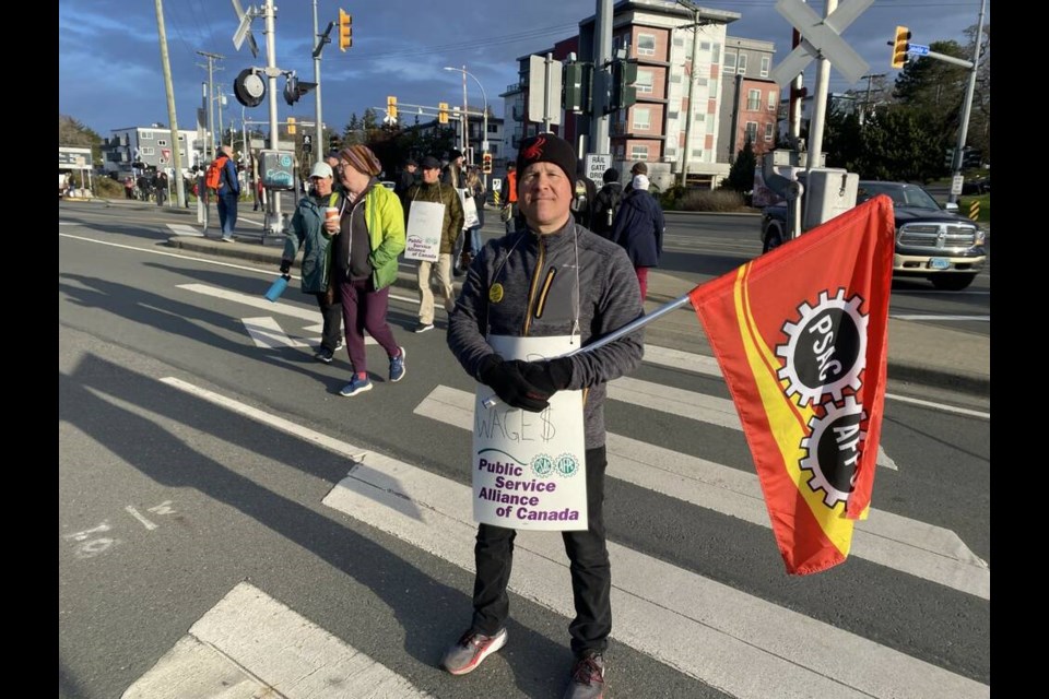 Grant Russell outside CFB Esquimalt on Wednesday, April 19, 2023. TIMES COLONIST 
