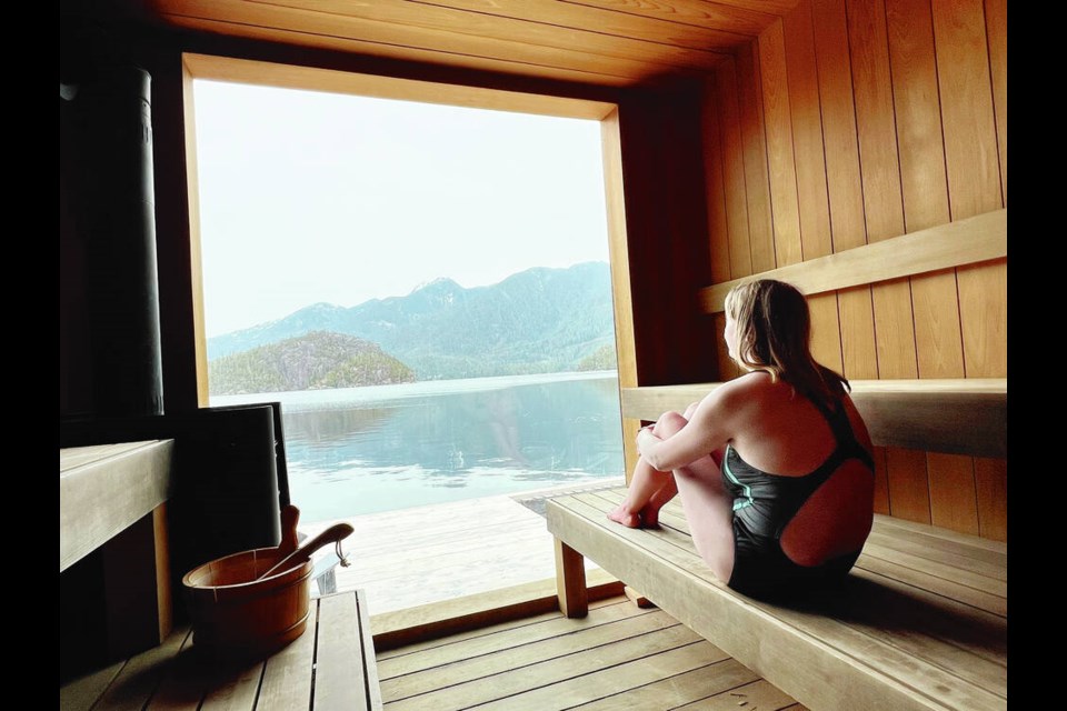 This floating sauna in Clayoquot Sound is a new experience offered by Tofino Resort + Marina, which negotiated a lease with the Tla-o-qui-aht First Nation to place it in their territory, accessible only by boat. KIM PEMBERTON 