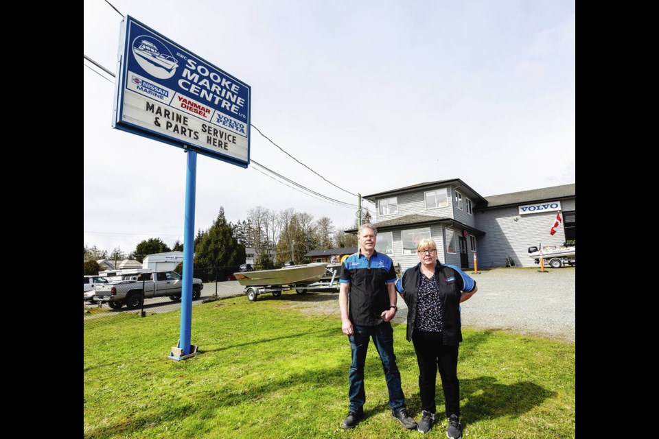 Sooke Marine Centre owners Peter Holm and Shauna Holm. DARREN STONE, TIMES COLONIST 